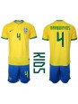 Brasilia Marquinhos #4 Kotipaita Lasten MM-kisat 2022 Lyhythihainen (+ shortsit)
